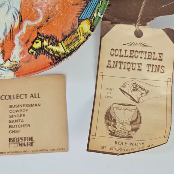 VTG Bristol Ware Santa Roly Poly tin container 6" x 7" - Picture 6 of 10